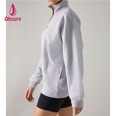 Ohsure Half Zip Pullover 1/4 Zip Sweatshirt Blank Oversized Long Sleeve Sweatshirt Vrouwen Hoodie Custom Cotton Hot Sale Vlies