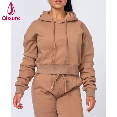 Fitnesskleding Dames Trui Tops Biologisch Katoen Fleece Sport Hoodies Puff logo Dames Workout Fitness Hoodies