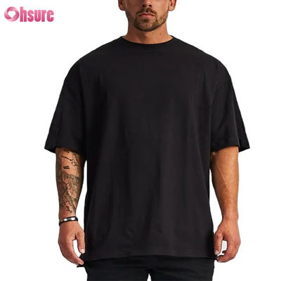 Custom Logo Streetwear Zwaar T-Shirt Drukt Zwart Katoen Zwaar Drop Schouder Dikke Blank T-Shirt