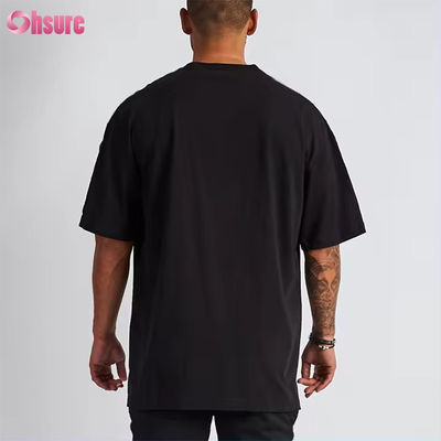 Custom Logo Streetwear Zwaar T-Shirt Drukt Zwart Katoen Zwaar Drop Schouder Dikke Blank T-Shirt