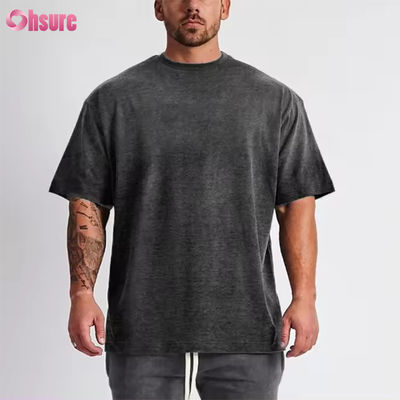 Custom Logo Streetwear Zwaar T-Shirt Drukt Zwart Katoen Zwaar Drop Schouder Dikke Blank T-Shirt