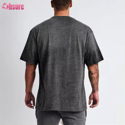 Custom Logo Streetwear Zwaar T-Shirt Drukt Zwart Katoen Zwaar Drop Schouder Dikke Blank T-Shirt