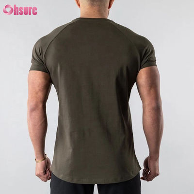 95% Katoen 5% Spandex Mix Effen Blanco Aangepast Logo Longline Gebogen Zoom Muscle Bodybuilding Gym Heren T-shirt