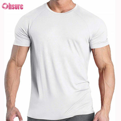 Hoogwaardige gedrukte mannengrafiek 95 katoen 5 spandex compressie T-shirt elastisch rekbaar ademend gymtje kortmouw T-shirt