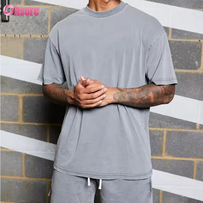 Aangepaste logo Workout Kleding Sportkleding Zwaargewicht Vintage Katoen Zuur Gewassen Oversized Hardlopen Fitness Gym Shirts Heren