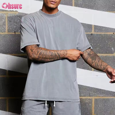 Aangepaste logo Workout Kleding Sportkleding Zwaargewicht Vintage Katoen Zuur Gewassen Oversized Hardlopen Fitness Gym Shirts Heren