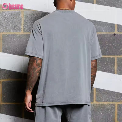 Aangepaste logo Workout Kleding Sportkleding Zwaargewicht Vintage Katoen Zuur Gewassen Oversized Hardlopen Fitness Gym Shirts Heren