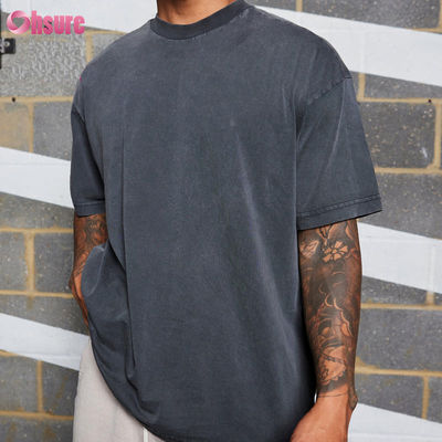 Heren Sportkleding Katoen Zuur Gewassen Oversized Fitness Training Gym T-shirts Hoge Kwaliteit Aangepast Logo Hardlopen voor Heren Casual Geweven