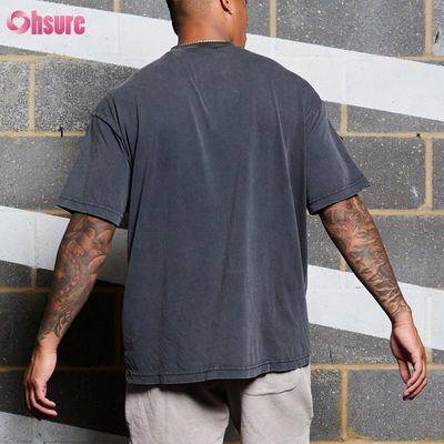 Heren Sportkleding Katoen Zuur Gewassen Oversized Fitness Training Gym T-shirts Hoge Kwaliteit Aangepast Logo Hardlopen voor Heren Casual Geweven
