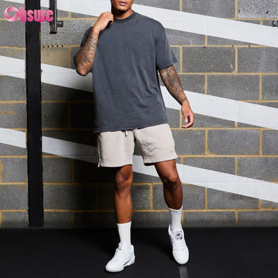 Heren Sportkleding Katoen Zuur Gewassen Oversized Fitness Training Gym T-shirts Hoge Kwaliteit Aangepast Logo Hardlopen voor Heren Casual Geweven