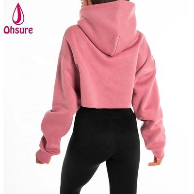 Dames Zware Hoodie Workout Tops Katoen Fleece Trui Workout Crop Top Oversized Hoodie