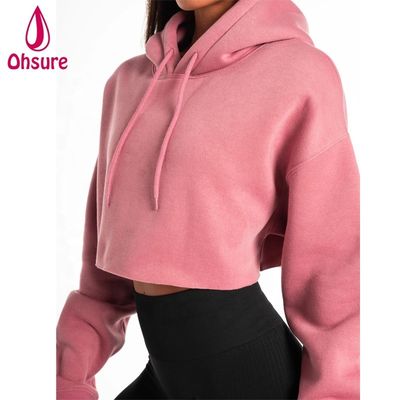 Dames Zware Hoodie Workout Tops Katoen Fleece Trui Workout Crop Top Oversized Hoodie