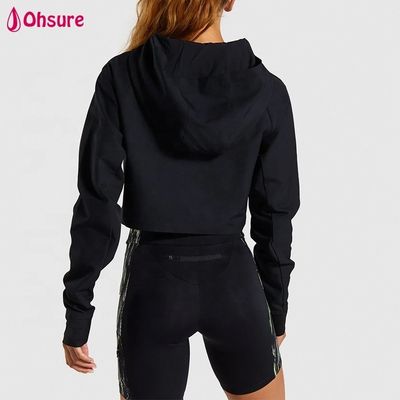 Custom Super Soft Fitness Crew Neck Vrouwen Cotton Sport Crop Top Zwarte Gym Hoodies Pullover Met Hoodie