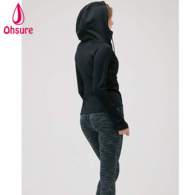 Lichtgewicht actieve performance hoodie met volledige ritssluiting voor dames, gym workout jas met zijzakken