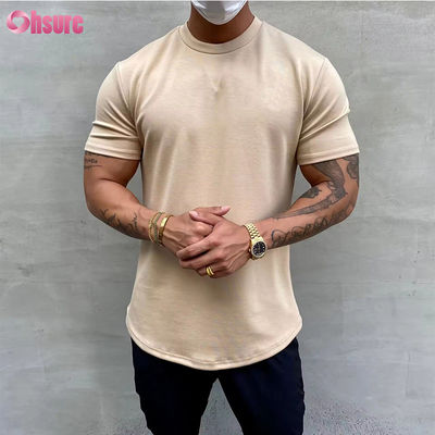 High Elastic Cotton Training Loose Fit Muscle Men's Fitness Sport T-shirt Gym T-shirt Screen Printing Relaxed Fit T-shirt