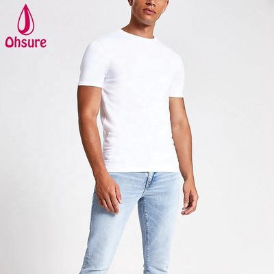 Aangepaste Logo Muscle Slim Fit Gym T-shirt 95% Bamboe 5% Spandex Bodybuilding Fitness Tee Heren Sport Wit T-shirt
