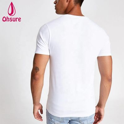Aangepaste Logo Muscle Slim Fit Gym T-shirt 95% Bamboe 5% Spandex Bodybuilding Fitness Tee Heren Sport Wit T-shirt