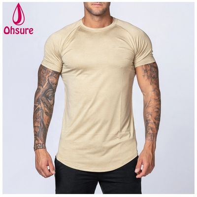 Gym Training Wear voor mannen Bamboe T-Shirt Sports Shirt Workout Korte mouw Print Casual Print Patroon Gebreide spierondersteuning