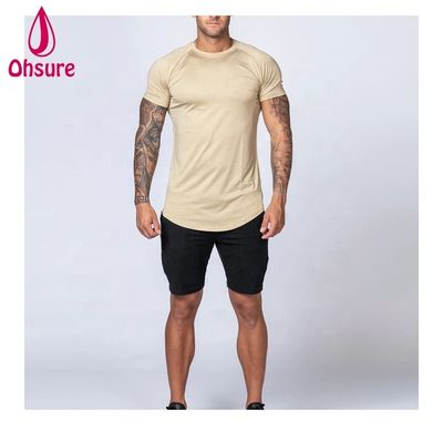 Gym Training Wear voor mannen Bamboe T-Shirt Sports Shirt Workout Korte mouw Print Casual Print Patroon Gebreide spierondersteuning