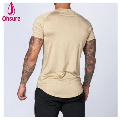 Gym Training Wear voor mannen Bamboe T-Shirt Sports Shirt Workout Korte mouw Print Casual Print Patroon Gebreide spierondersteuning