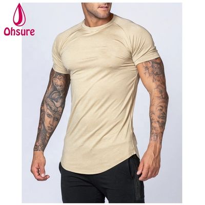 Gym Training Wear voor mannen Bamboe T-Shirt Sports Shirt Workout Korte mouw Print Casual Print Patroon Gebreide spierondersteuning