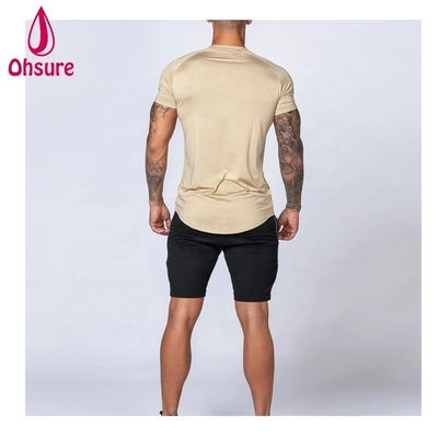 Gym Training Wear voor mannen Bamboe T-Shirt Sports Shirt Workout Korte mouw Print Casual Print Patroon Gebreide spierondersteuning