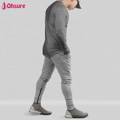 Groothandel Athletische Body Shaper Slim Fit Heren T-shirt Tops Lange Mouw Ronde Zoom Workout Bodybuilding Gym Shirts Blanco Casual