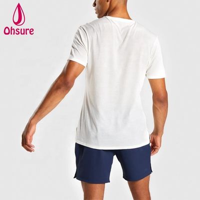 Regular Slim Fit Ronde Hals Heren Gym T-shirt Muscle Wear Man Relaxte Sport Tee T-shirt Met Zijsplitten Effen Casual Bedrukt