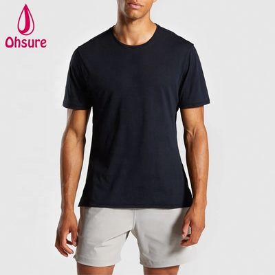 Regular Slim Fit Ronde Hals Heren Gym T-shirt Muscle Wear Man Relaxte Sport Tee T-shirt Met Zijsplitten Effen Casual Bedrukt