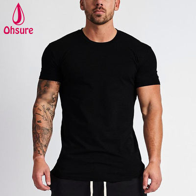 Zomer Heren Sport Gym Hardlopen Sneldrogend Zwart Heren Effen Kleur Fitness T-shirt van Hoge Kwaliteit