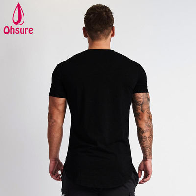 Zomer Heren Sport Gym Hardlopen Sneldrogend Zwart Heren Effen Kleur Fitness T-shirt van Hoge Kwaliteit