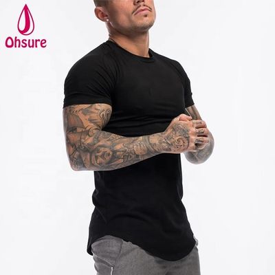 Custom Katoen Spandex Fitness Heren Gym T-shirt Kleding Legergroen Korte Mouw Effen Workout T-shirt Heren