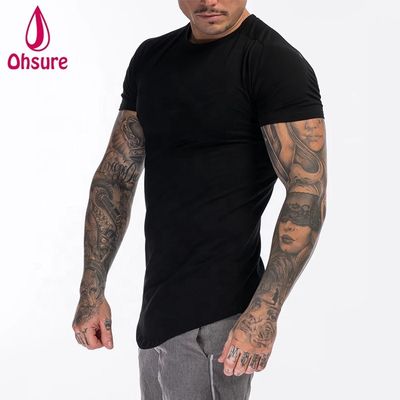 Custom Katoen Spandex Fitness Heren Gym T-shirt Kleding Legergroen Korte Mouw Effen Workout T-shirt Heren