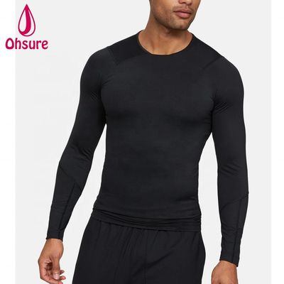 Hot Sale Groothandel Gym Wear Slim Fit Mensen Compressie Shirt Mannen Sport Wear Mensen Long Sleeve T-shirts Jersey Blank Casual O-neck
