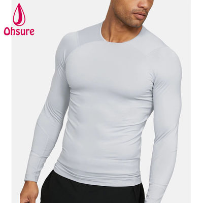 Hot Sale Groothandel Gym Wear Slim Fit Mensen Compressie Shirt Mannen Sport Wear Mensen Long Sleeve T-shirts Jersey Blank Casual O-neck