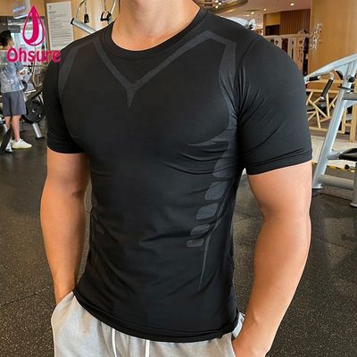 Korte mouw Nauwsluitend Zweetabsorberend T-shirt Groothandel Custom Nieuw Design Heren Sport Gym Hardlopen Sport Casual Geweven