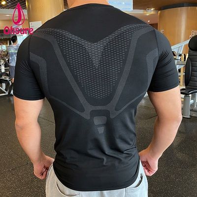 Korte mouw Nauwsluitend Zweetabsorberend T-shirt Groothandel Custom Nieuw Design Heren Sport Gym Hardlopen Sport Casual Geweven