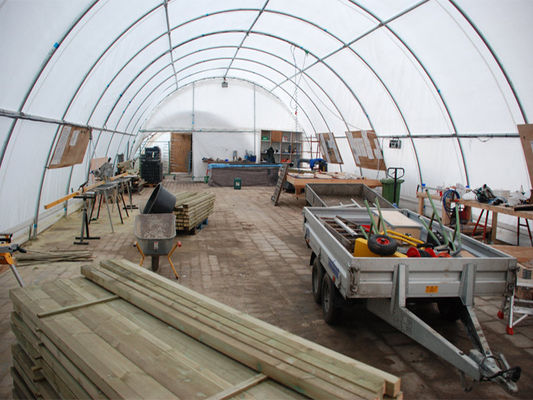 Op maat gemaakte buiten waterdichte luifel PVC stof Poly Tunnel Shipping Container Shelter