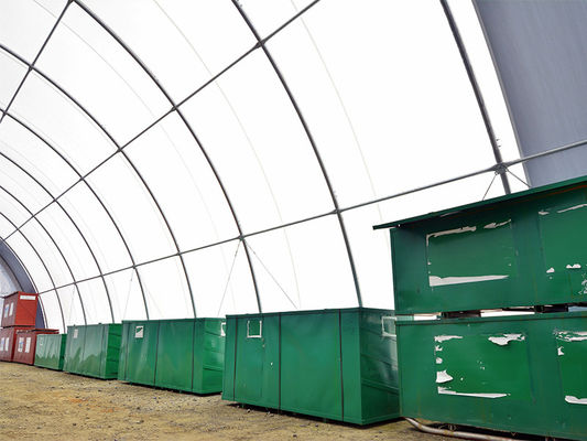 Op maat gemaakte buiten waterdichte luifel PVC stof Poly Tunnel Shipping Container Shelter